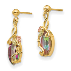 10K Tri-color Black Hills Gold Mystic Topaz Post Dangle Earrings