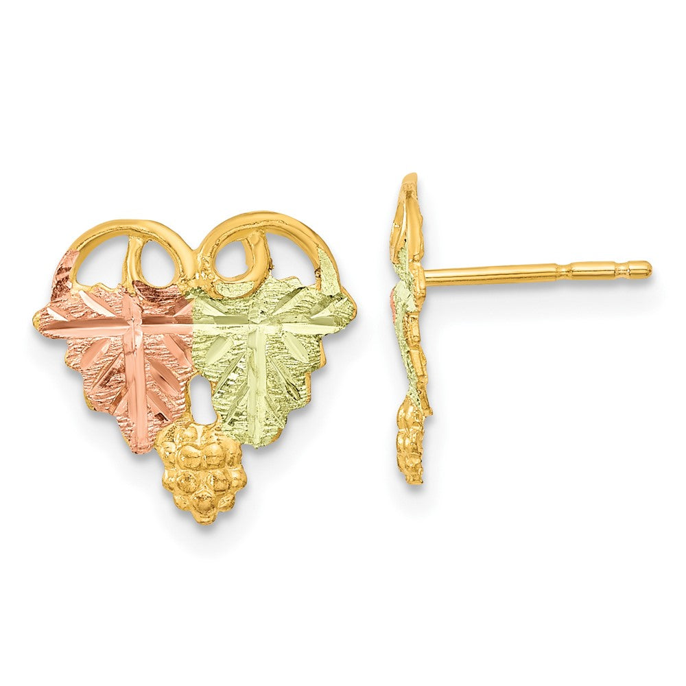 10K Tri-Color Black Hills Gold Post Earrings