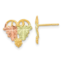 10K Tri-Color Black Hills Gold Post Earrings