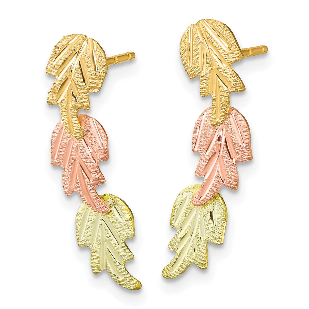 10K Tri-Color Black Hills Gold Post Earrings