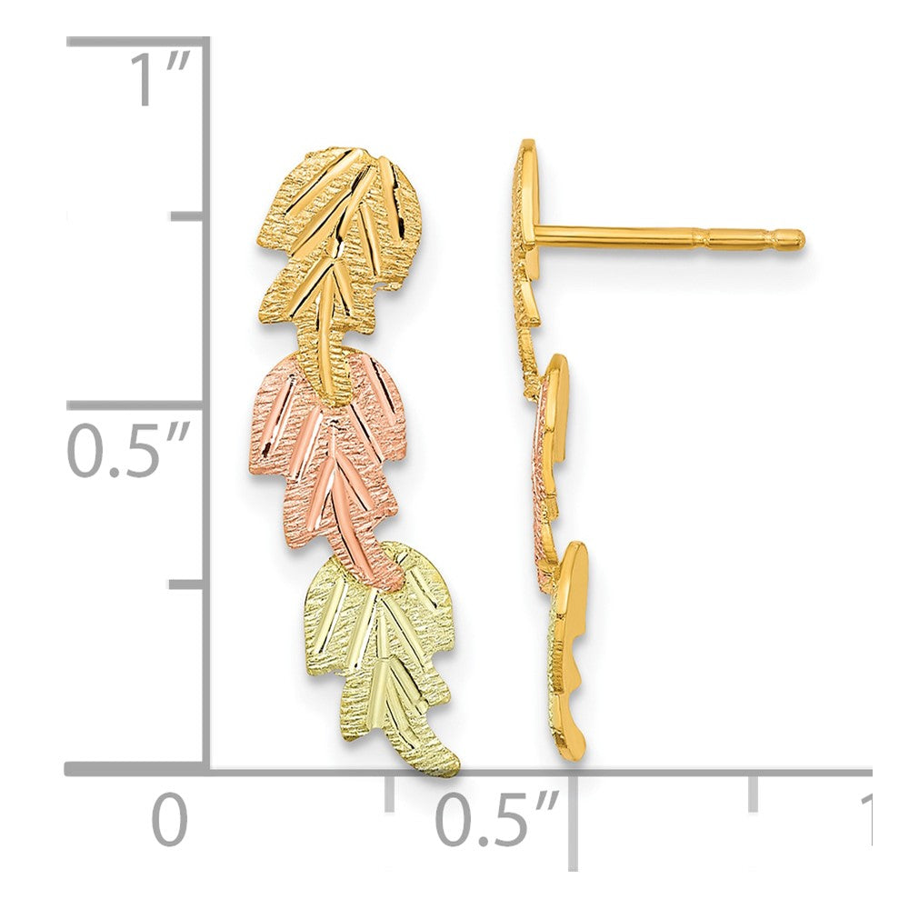 10K Tri-Color Black Hills Gold Post Earrings