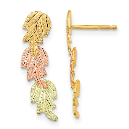 10K Tri-Color Black Hills Gold Post Earrings