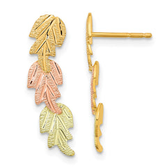10K Tri-Color Black Hills Gold Post Earrings