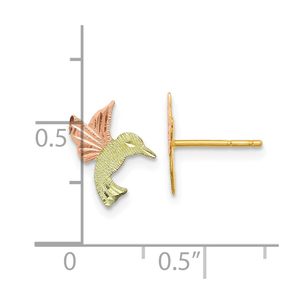 10K with 12K Posts Black Hills Gold Hummingbird Post Earrings