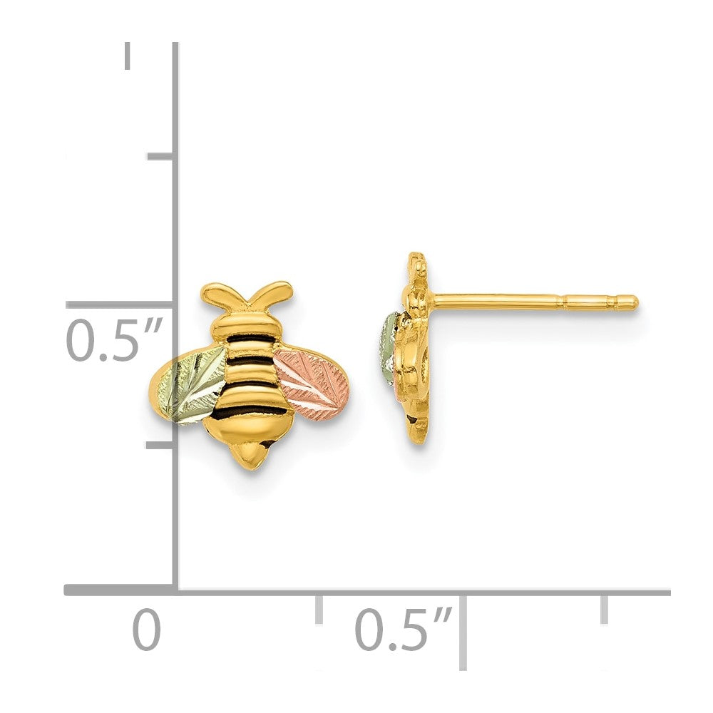 10K with 12K Accents Black Hills Gold Antiqued Bee Post Earrings