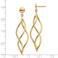 10K Yellow Gold Curved Tube Dangle Earrings