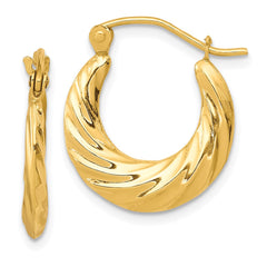 10K Yellow Gold Fancy Small Hoop Earrings
