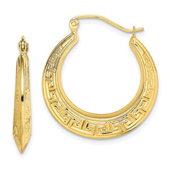 10K Yellow Gold Polished Hollow Greek Key Earrings