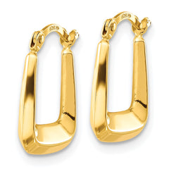 10K Yellow Gold Hollow Squared Hollow Hoop Earrings