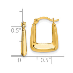 10K Yellow Gold Hollow Squared Hollow Hoop Earrings
