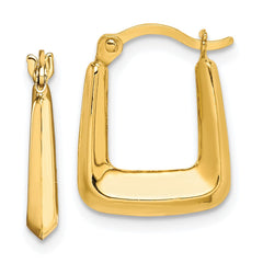10K Yellow Gold Hollow Squared Hollow Hoop Earrings
