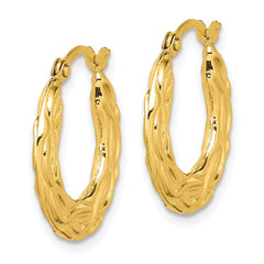 10K Yellow Gold Patterned Hollow Hoop Earrings