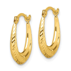 10K Yellow Gold Textured Hollow Hoop Earrings