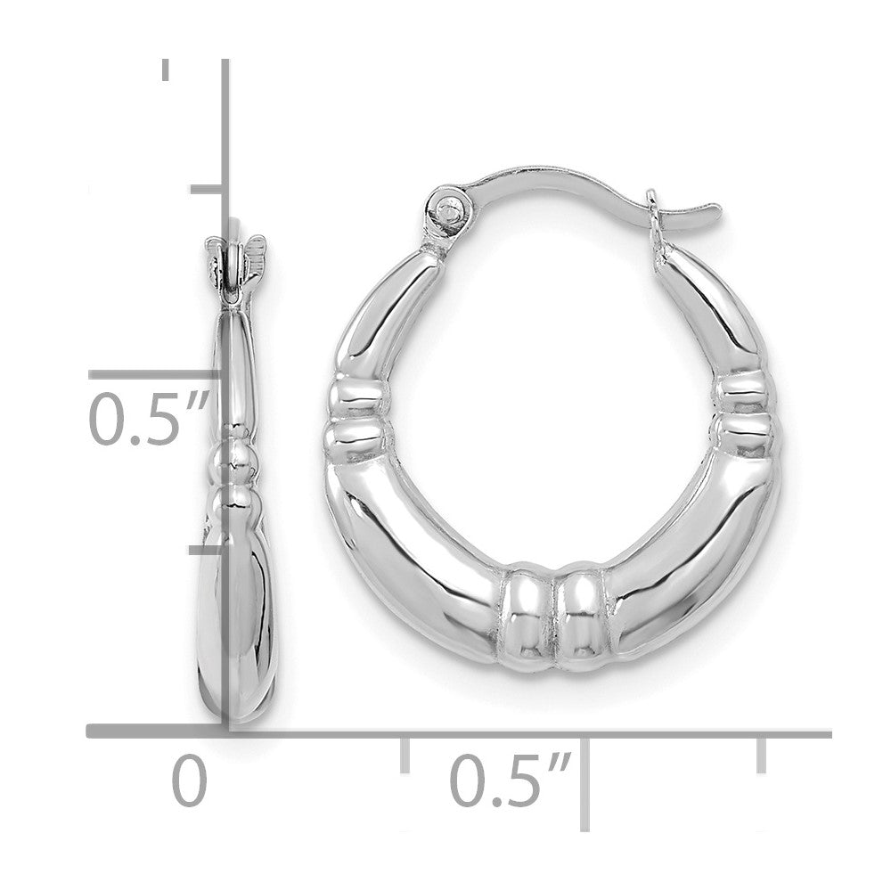 10K White Gold Polished Hoop Earrings