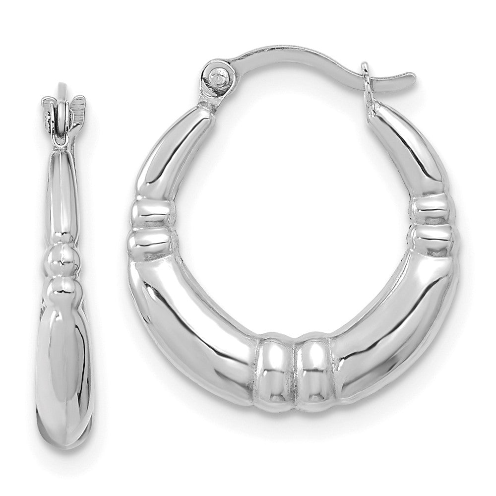 10K White Gold Polished Hoop Earrings