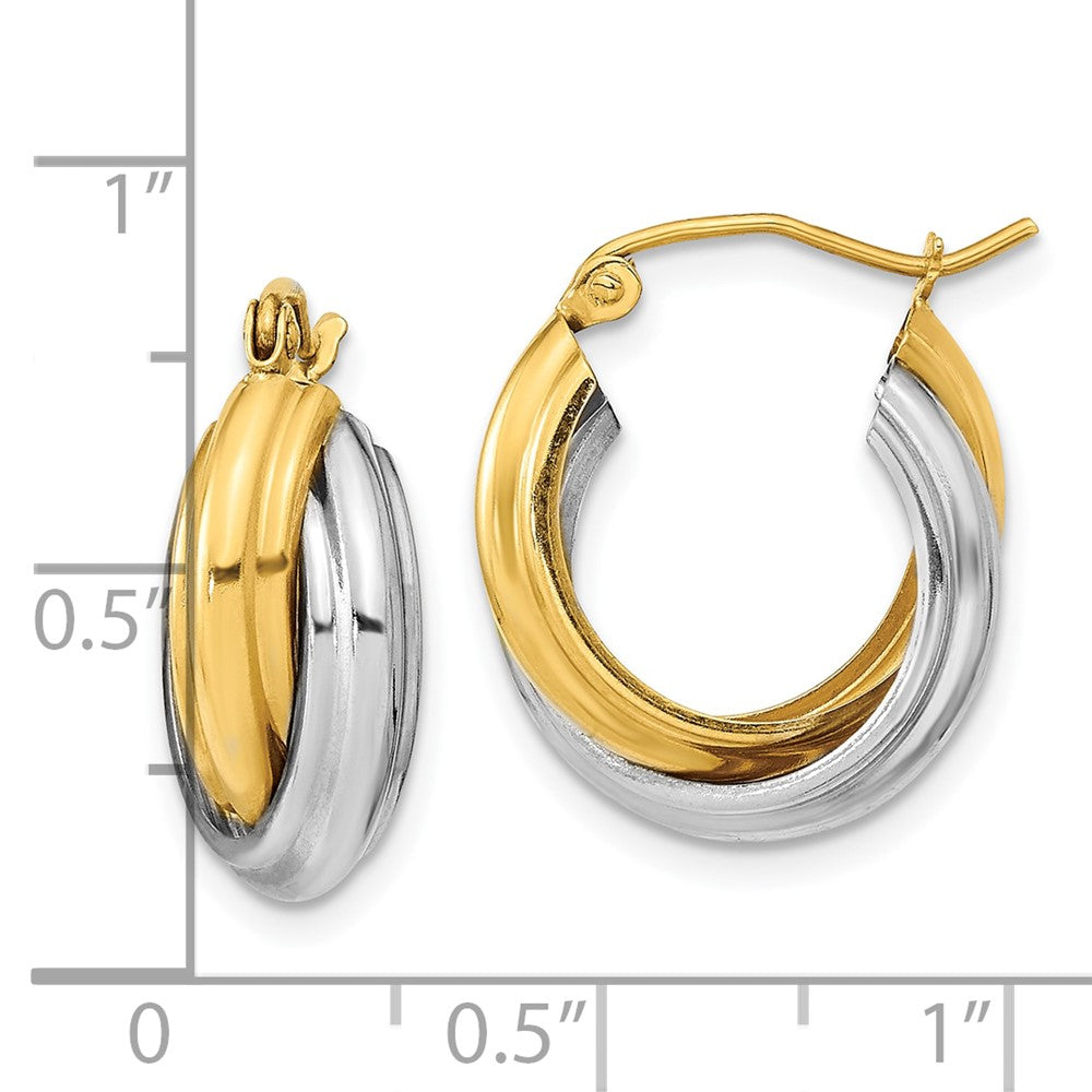 10K Two-Tone Gold Polished Double Hoop Earrings