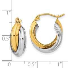 10K Two-Tone Gold Polished Double Hoop Earrings