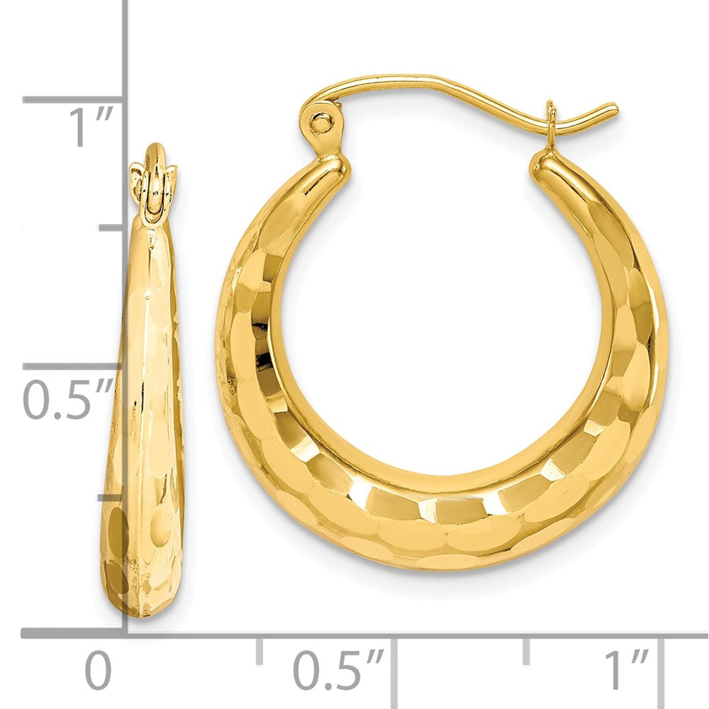 10K Yellow Gold Polished & Diamond-cut Hoop Earrings