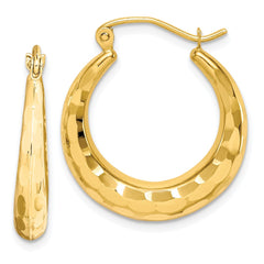 10K Yellow Gold Polished & Diamond-cut Hoop Earrings