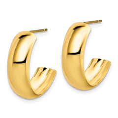 10K Yellow Gold Polished 6.5mm J-Hoop Earrings