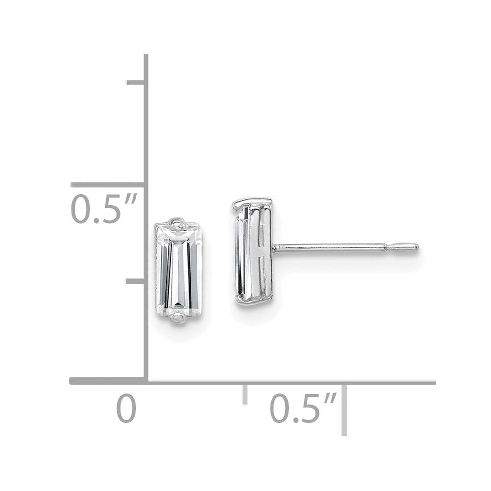 10K White Gold Polished CZ Stud Earrings