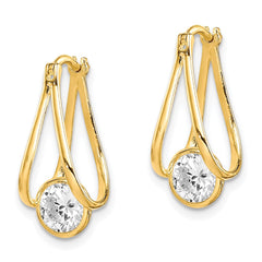 10K Yellow Gold Polished CZ Hoop Earrings