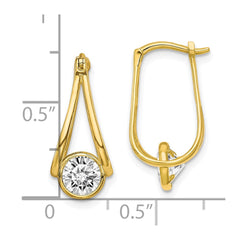 10K Yellow Gold Polished CZ Hoop Earrings