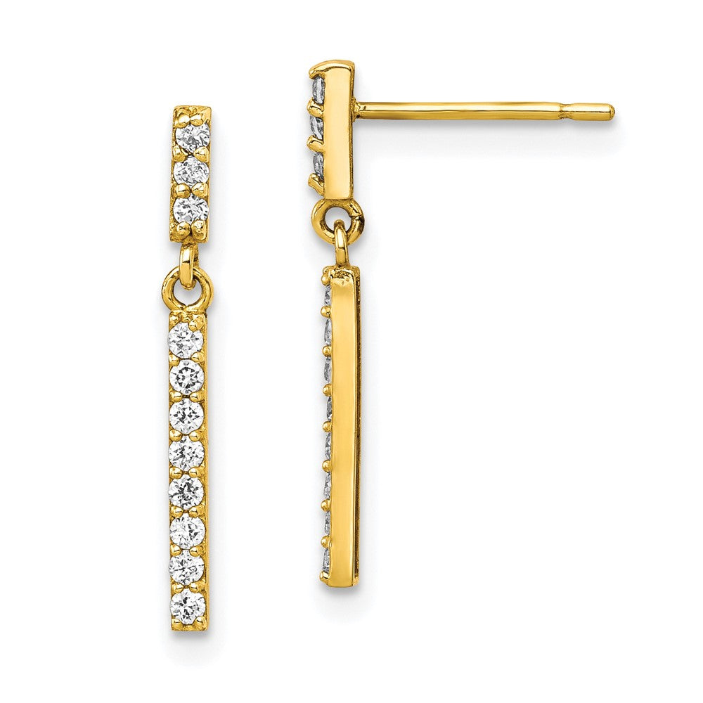 10K Yellow Gold CZ Dangle Earrings