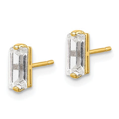 10K Yellow Gold Polished CZ Stud Earrings
