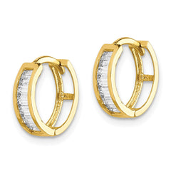 10K Yellow Gold CZ Hinged Hoop Earrings