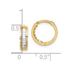 10K Yellow Gold CZ Hinged Hoop Earrings