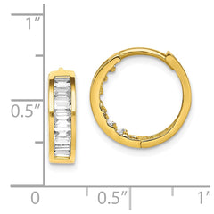 10K Yellow Gold CZ Hinged Hoop Earrings