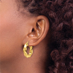 10K Yellow Gold Polished 5.25mm Hollow Twisted Round Hoop Earrings
