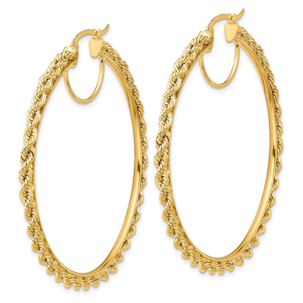 10K Yellow Gold Polished and Diamond-cut Rope 2.95mm Hoop Earrings