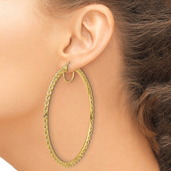 10K Yellow Gold Polished and Diamond-cut Rope 2.95mm Hoop Earrings