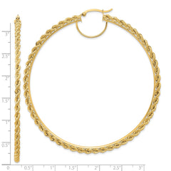 10K Yellow Gold Polished and Diamond-cut Rope 2.95mm Hoop Earrings