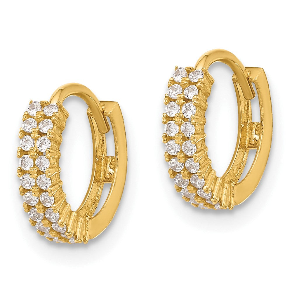 10K Yellow Gold Polished 2.5mm CZ Hinged Hoop Earrings
