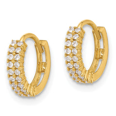 10K Yellow Gold Polished 2.5mm CZ Hinged Hoop Earrings