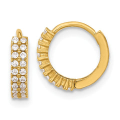 10K Yellow Gold Polished 2.5mm CZ Hinged Hoop Earrings
