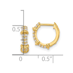 10K Yellow Gold Polished CZ Hinged Hoop Earrings