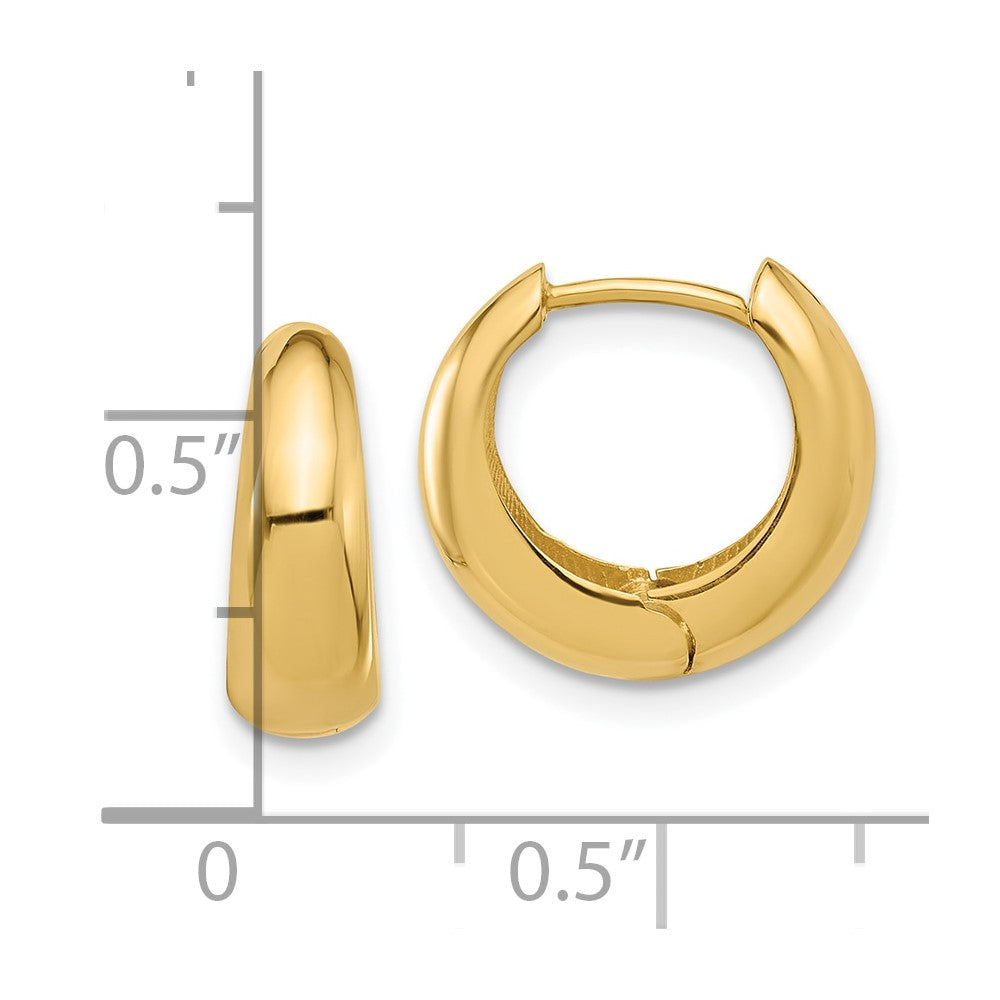 10K Yellow Gold Polished Hinged Huggie Hoop Earrings
