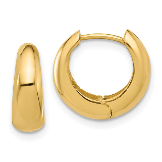 10K Yellow Gold Polished Hinged Huggie Hoop Earrings