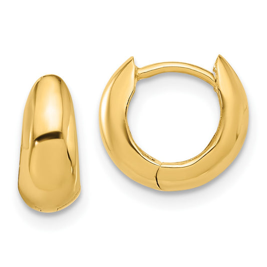 10K Yellow Gold Polished Hinged Huggie Hoop Earrings