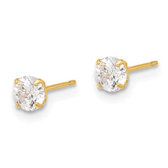 10K Yellow Gold Polished 4mm CZ Stud Post Earrings