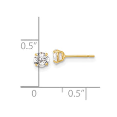 10K Yellow Gold Polished 4mm CZ Stud Post Earrings