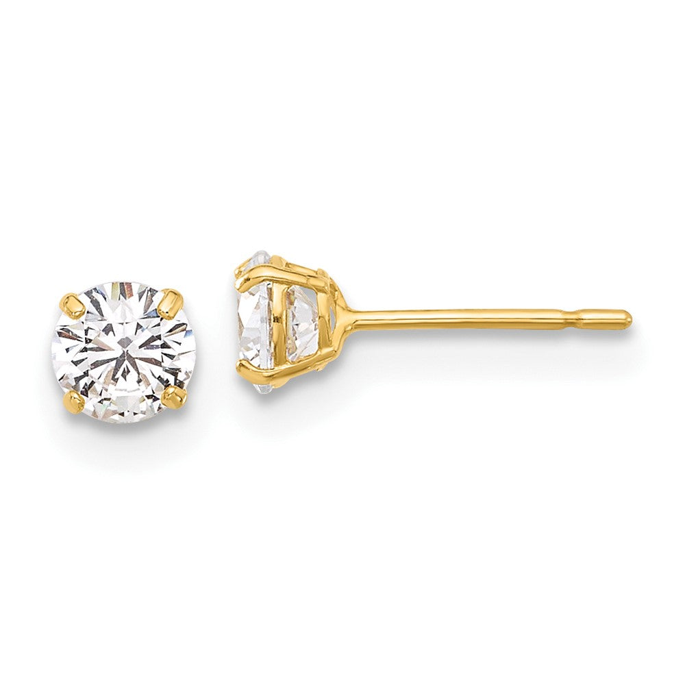 10K Yellow Gold Polished 4mm CZ Stud Post Earrings