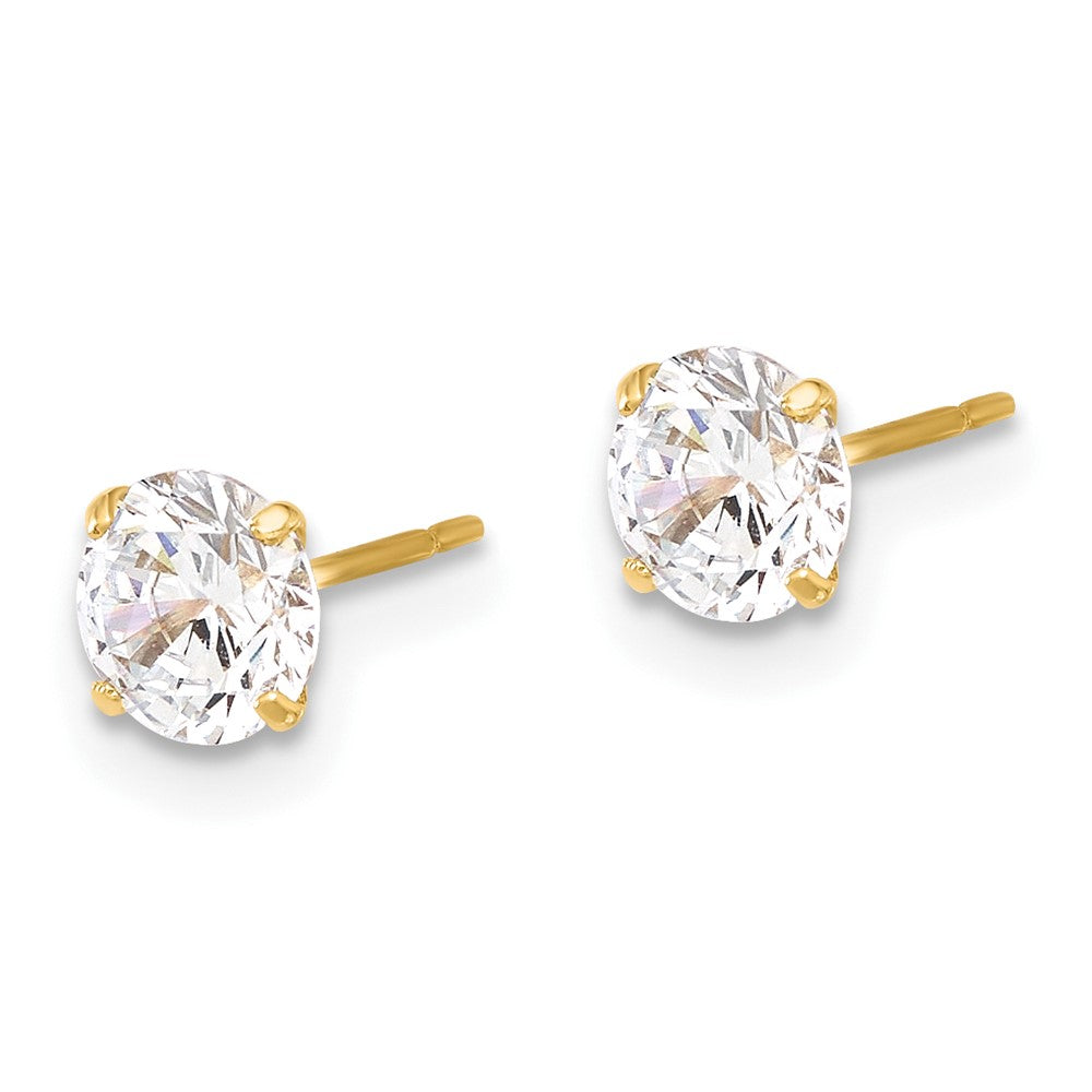 10K Yellow Gold Polished 5mm CZ Stud Post Earrings