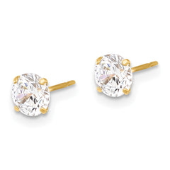 10K Yellow Gold Polished 5mm CZ Stud Post Earrings