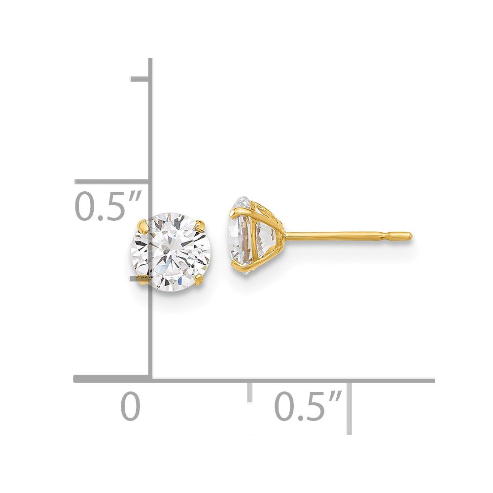 10K Yellow Gold Polished 5mm CZ Stud Post Earrings