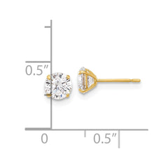 10K Yellow Gold Polished 5mm CZ Stud Post Earrings